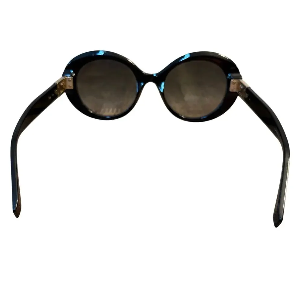 FENDI Peekaboo Sunglasses Oval 0293/S Black Gold Hinge Detail Italy Made Women's